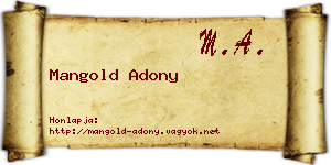 Mangold Adony névjegykártya